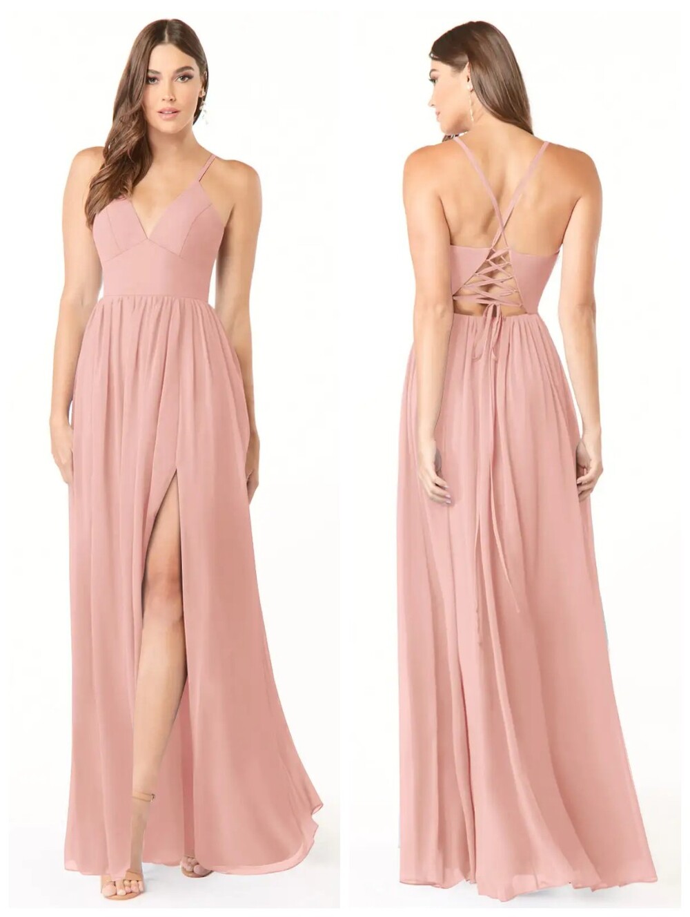 Azazie AaidaRosette A-Line Corset Chiffon Dress